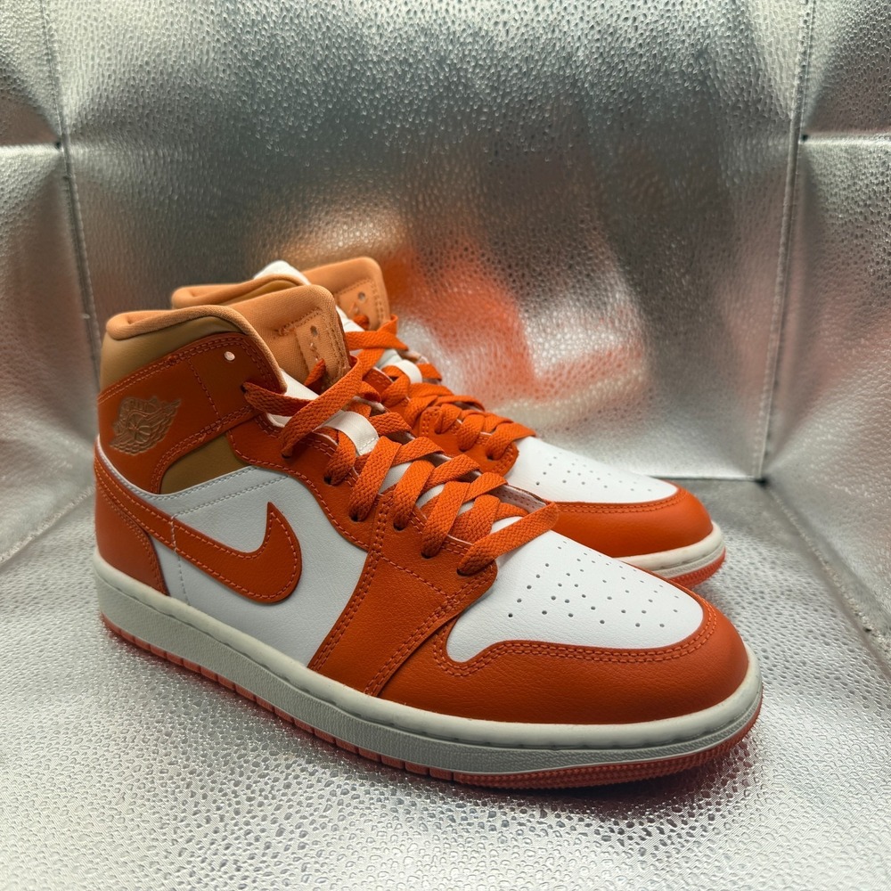 Size 8.5 Air‎ Jordan 1 Mid Cosmic Clay Leather Womens Sneaker Shoes BQ6472-108